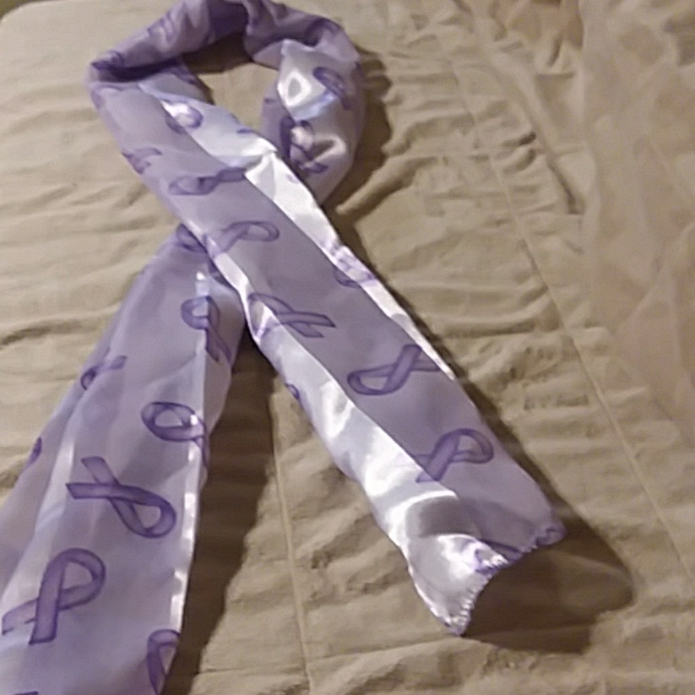 Purple Cancer Ribbon Scarf - Picture 3 of 4